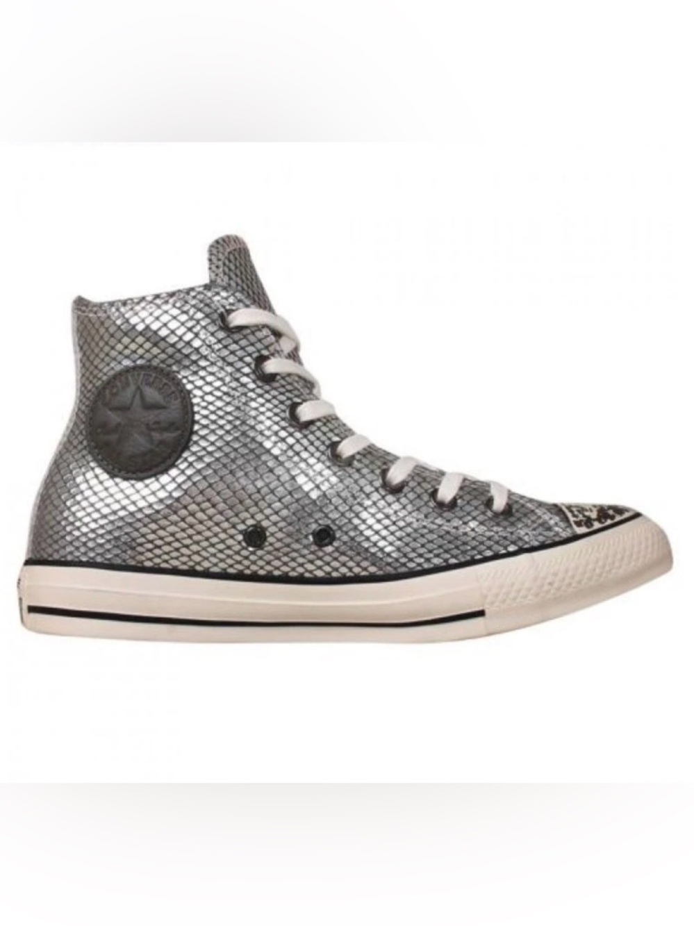 Converse High Top Sneaker in Silver Snake Print